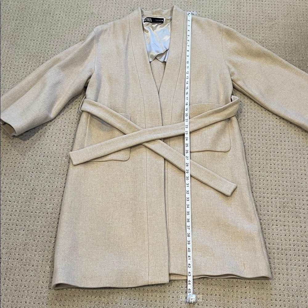 Zara Belted Wrap Trench Coat in Beige